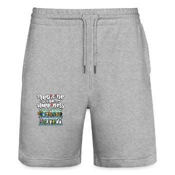 Medicine for Happiness Cute Wildlife - Stanley/Stella Trainer Unisex Organic Jogging Shorts - heather grey - Front - Nik (191cm) & Marisol (170cm)