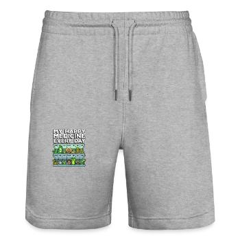 Medicine for Happiness Reptile Wildlife Animal Rescuer - Stanley/Stella Trainer Unisex Organic Jogging Shorts - heather grey - Front - Nik (191cm) & Marisol (170cm)