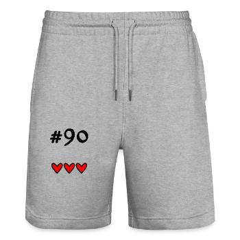 90 JAHRE. 90-JÄHRIGES JUBILÄUM. GEBURTSTAG 90 JAHRE. 90 - Stanley/Stella Unisex Bio Joggingshorts Trainer  - Grau meliert - Vorne - Nik (191cm) & Marisol (170cm)