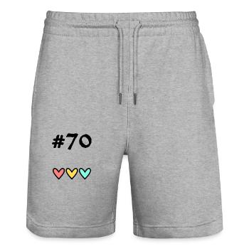 70 JAHRE. 70-JÄHRIGES JUBILÄUM. GEBURTSTAG 70 JAHRE. 70 - Stanley/Stella Unisex Bio Joggingshorts Trainer  - Grau meliert - Vorne - Nik (191cm) & Marisol (170cm)