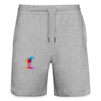 Color Splash für Männer und Frauen - Stanley/Stella Unisex Bio Joggingshorts Trainer  - Grau meliert - Vorne - Nik (191cm) & Marisol (170cm)