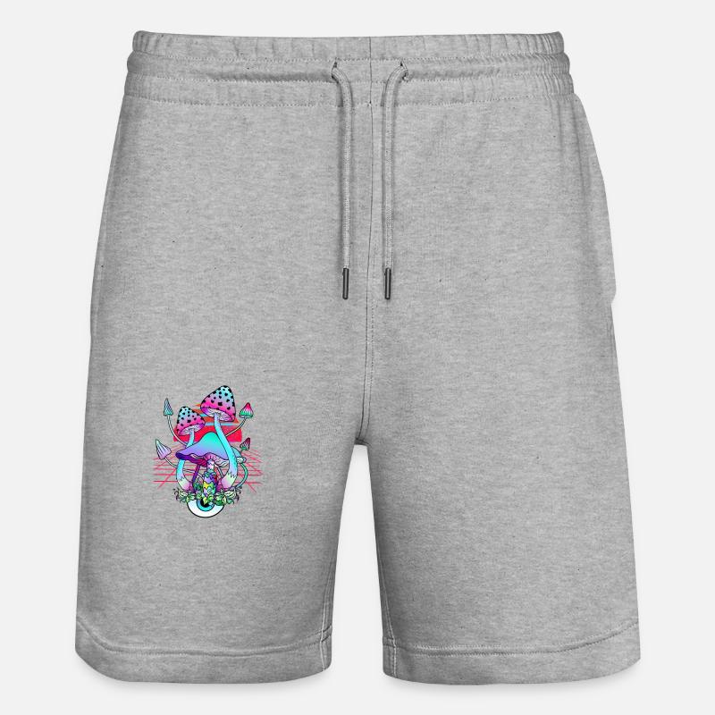 Champignons Psychédéliques - Retro Wave Sunset - Short de jogging bio TRAINER Stanley/Stella unisexe - gris chiné