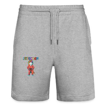 Jitsucorn Einhorn Judo Kampfsportart - Stanley/Stella Unisex Bio Joggingshorts Trainer  - Grau meliert - Vorne - Nik (191cm) & Marisol (170cm)