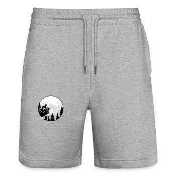 Bouledogue français - Short de jogging bio TRAINER Stanley/Stella unisexe - gris chiné - Devant - Nik (191cm) & Marisol (170cm)