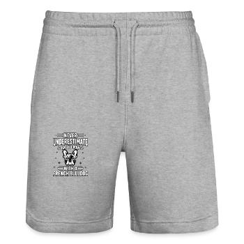 Never underestimate old man with a French Bulldog - Stanley/Stella Unisex Bio Joggingshorts Trainer  - Grau meliert - Vorne - Nik (191cm) & Marisol (170cm)