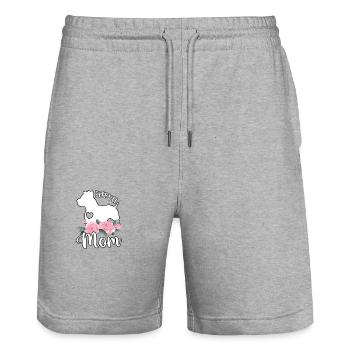 Pitbull Mom - Stanley/Stella Unisex Bio Joggingshorts Trainer  - Grau meliert - Vorne - Nik (191cm) & Marisol (170cm)