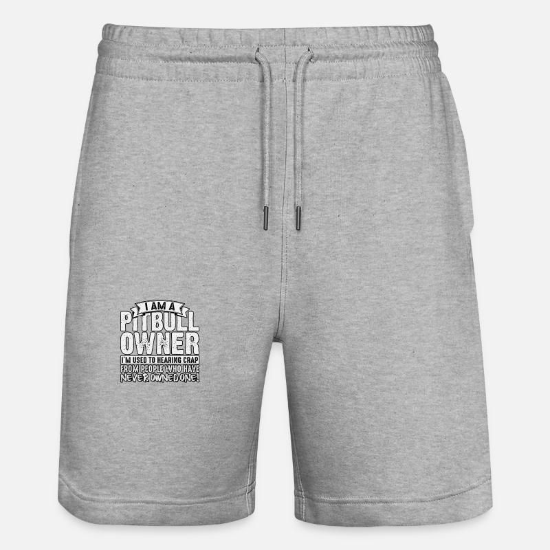 Je suis propriétaire d’un pitbull - Short de jogging bio TRAINER Stanley/Stella unisexe - gris chiné