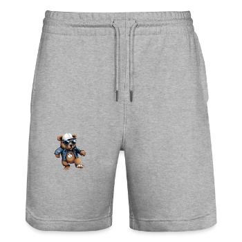 Streetstyle Bear Graffiti Kunst Streetart - Stanley/Stella Unisex Bio Joggingshorts Trainer  - Grau meliert - Vorne - Nik (191cm) & Marisol (170cm)