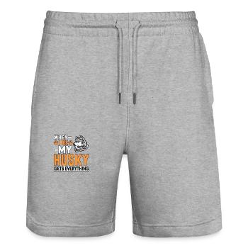 When I Die My Husky Everything - Stanley/Stella Unisex Bio Joggingshorts Trainer  - Grau meliert - Vorne - Nik (191cm) & Marisol (170cm)