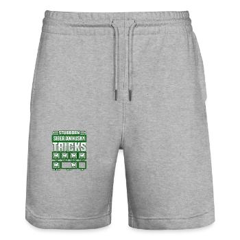 Astuces obstinées de Husky sibérien - Short de jogging bio TRAINER Stanley/Stella unisexe - gris chiné - Devant - Nik (191cm) & Marisol (170cm)