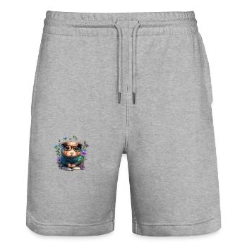 All The Cool Kids Are Reading Meerschweinchen - Stanley/Stella Unisex Bio Joggingshorts Trainer  - Grau meliert - Vorne - Nik (191cm) & Marisol (170cm)