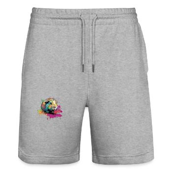 Meerschweinchen Steetart Color Splash - Stanley/Stella Unisex Bio Joggingshorts Trainer  - Grau meliert - Vorne - Nik (191cm) & Marisol (170cm)