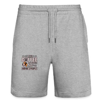 I like coffee my beagle and maybe 3 people - Stanley/Stella Trainer Unisex Organic Jogging Shorts - heather grey - Front - Nik (191cm) & Marisol (170cm)