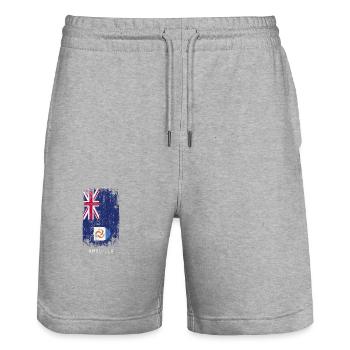 Souvenir Mit Der Landflagge Von Anguilla - Stanley/Stella Unisex Bio Joggingshorts Trainer  - Grau meliert - Vorne - Nik (191cm) & Marisol (170cm)