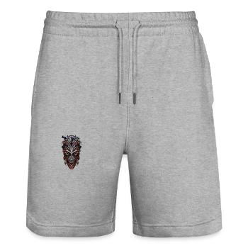 Tribal Mask - Stanley/Stella Trainer Unisex Organic Jogging Shorts - heather grey - Front - Nik (191cm) & Marisol (170cm)