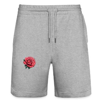 Rosenblüte - Stanley/Stella Unisex Bio Joggingshorts Trainer  - Grau meliert - Vorne - Nik (191cm) & Marisol (170cm)