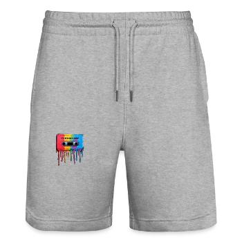 Kassetten-Tropfen - Stanley/Stella Unisex Bio Joggingshorts Trainer  - Grau meliert - Vorne - Nik (191cm) & Marisol (170cm)