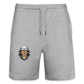 Skull Skeleton Halloween - Stanley/Stella Trainer Unisex Organic Jogging Shorts - heather grey - Front - Nik (191cm) & Marisol (170cm)