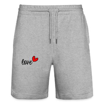 MAMA. MUTTERTAG. SCHÖNEN MUTTERTAG. ICH LIEBE DICH - Stanley/Stella Unisex Bio Joggingshorts Trainer  - Grau meliert - Vorne - Nik (191cm) & Marisol (170cm)