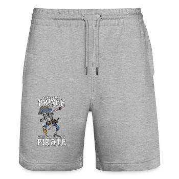 Warum ein Prinz sein, wenn man ein Piratenjunge sein kann - Stanley/Stella Unisex Bio Joggingshorts Trainer  - Grau meliert - Vorne - Nik (191cm) & Marisol (170cm)