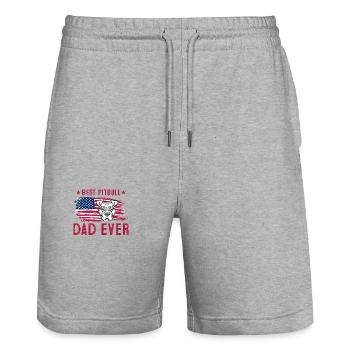 Best pitbull dad ever - Stanley/Stella Trainer Unisex Organic Jogging Shorts - heather grey - Front - Nik (191cm) & Marisol (170cm)