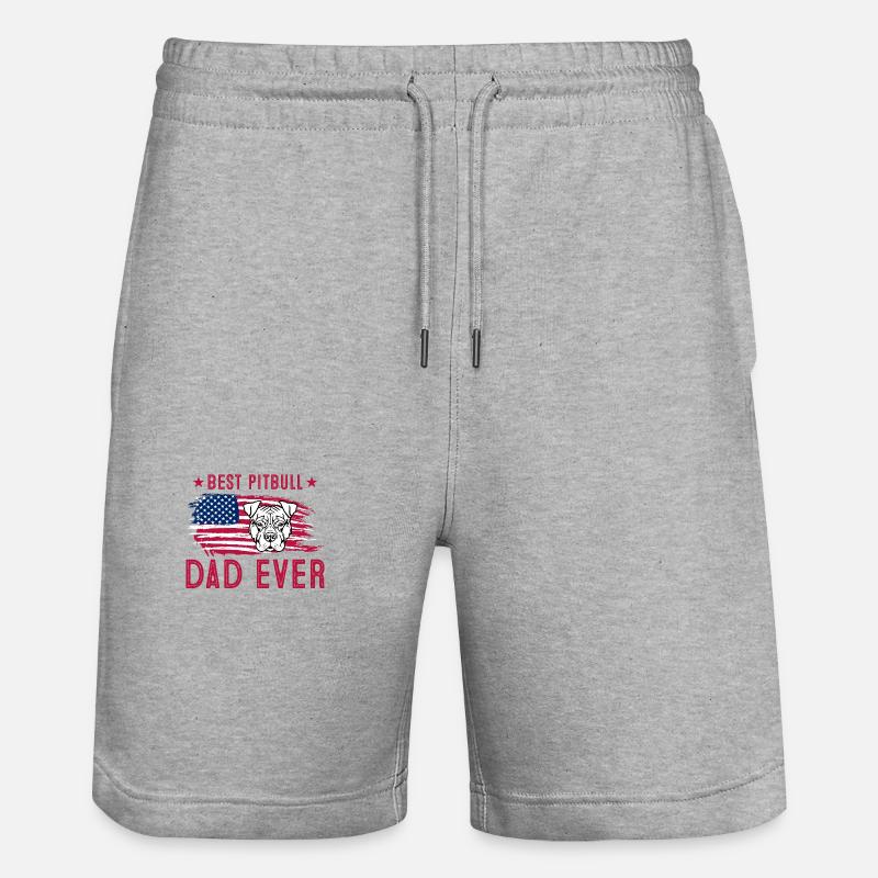 Best pitbull dad ever - Stanley/Stella Trainer Unisex Organic Jogging Shorts - heather grey