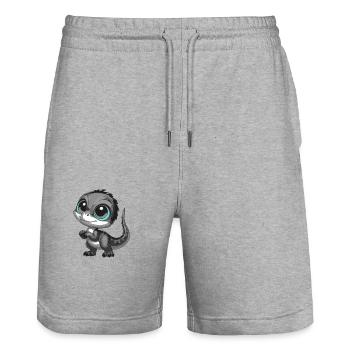 Bébé dinosaure - Short de jogging bio TRAINER Stanley/Stella unisexe - gris chiné - Devant - Nik (191cm) & Marisol (170cm)