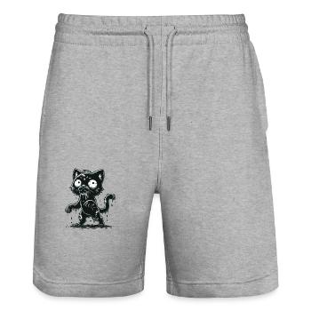 Chat zombie - Short de jogging bio TRAINER Stanley/Stella unisexe - gris chiné - Devant - Nik (191cm) & Marisol (170cm)