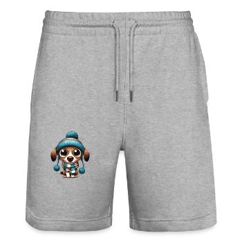 Christmas Dog - Stanley/Stella Trainer Unisex Organic Jogging Shorts - heather grey - Front - Nik (191cm) & Marisol (170cm)