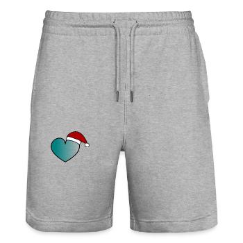 CHRISTMAS. MERRY CHRISTMAS. HEART. MERRY CHRISTMAS. - Stanley/Stella Trainer Unisex Organic Jogging Shorts - heather grey - Front - Nik (191cm) & Marisol (170cm)