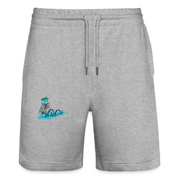 Seeungeheuer Fabelwesen Schottland Dudelsack - Stanley/Stella Unisex Bio Joggingshorts Trainer  - Grau meliert - Vorne - Nik (191cm) & Marisol (170cm)