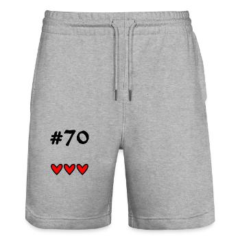 70 JAHRE. 70-JÄHRIGES JUBILÄUM. GEBURTSTAG 70 JAHRE. 70 - Stanley/Stella Unisex Bio Joggingshorts Trainer  - Grau meliert - Vorne - Nik (191cm) & Marisol (170cm)