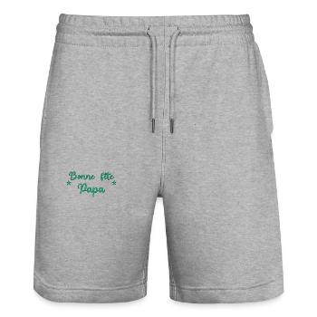 PAPA. FÊTE DES PÈRES. BONNE FÊTE PAPA. BONNE FÊTE - Short de jogging bio TRAINER Stanley/Stella unisexe - gris chiné - Devant - Nik (191cm) & Marisol (170cm)