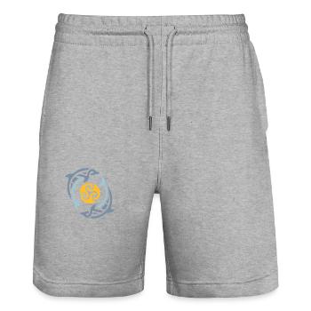 Dauphins tribaux - Short de jogging bio TRAINER Stanley/Stella unisexe - gris chiné - Devant - Nik (191cm) & Marisol (170cm)