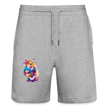 Couleurs de l’arc-en-ciel de hamster mignon - Short de jogging bio TRAINER Stanley/Stella unisexe - gris chiné - Devant - Nik (191cm) & Marisol (170cm)
