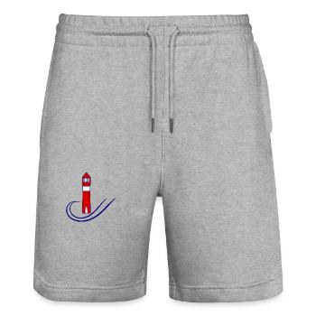 PHARE. MER. OCEAN. NATURE. VACANCES.VOYAGE - Short de jogging bio TRAINER Stanley/Stella unisexe - gris chiné - Devant - Nik (191cm) & Marisol (170cm)