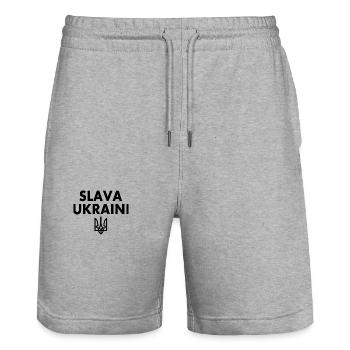 Slava ukraini - Short de jogging bio TRAINER Stanley/Stella unisexe - gris chiné - Devant - Nik (191cm) & Marisol (170cm)