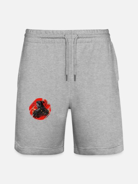 Samurai Japan Kultur - Stanley/Stella Unisex Bio Joggingshorts Trainer - Grau meliert