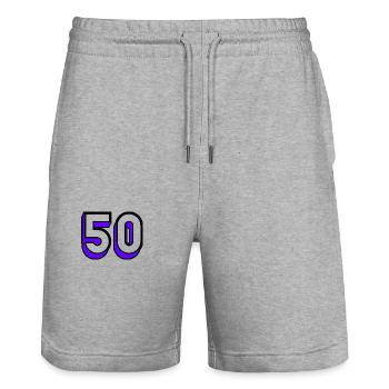 50. HERZLICHEN GLÜCKWUNSCH ZUM GEBURTSTAG. ALLES GUTE ZUM GEBURTSTAG! - Stanley/Stella Unisex Bio Joggingshorts Trainer  - Grau meliert - Vorne - Nik (191cm) & Marisol (170cm)