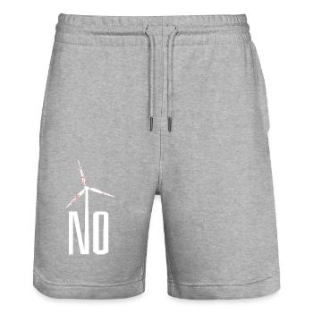 NO! Wind turbine no thanks - danger for birds - Stanley/Stella Trainer Unisex Organic Jogging Shorts - heather grey - Front - Nik (191cm) & Marisol (170cm)
