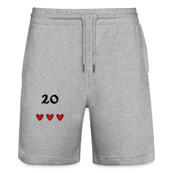20 JAHRE. 20-jähriges JUBILÄUM. JUBILÄUM 20 JAHRE. - Stanley/Stella Unisex Bio Joggingshorts Trainer  - Grau meliert - Vorne - Nik (191cm) & Marisol (170cm)