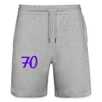 70 JAHRE. 70-JÄHRIGES JUBILÄUM. GEBURTSTAG 70 JAHRE. 70 - Stanley/Stella Unisex Bio Joggingshorts Trainer  - Grau meliert - Vorne - Nik (191cm) & Marisol (170cm)