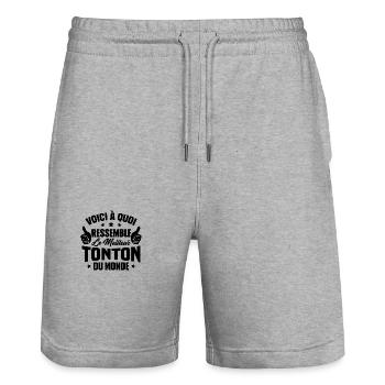 Voici à Quoi Ressemble le Meilleur Tonton du Monde - Short de jogging bio TRAINER Stanley/Stella unisexe - gris chiné - Devant - Nik (191cm) & Marisol (170cm)