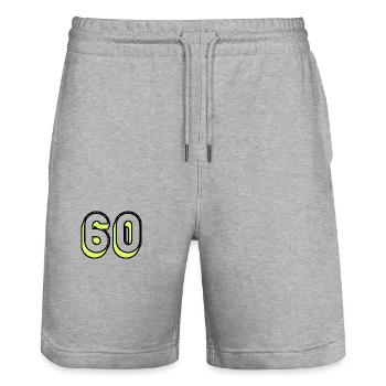 60. 60 YEARS. 60TH ANNIVERSARY. ANNIVERSARY 60 YEARS - Stanley/Stella Trainer Unisex Organic Jogging Shorts - heather grey - Front - Nik (191cm) & Marisol (170cm)