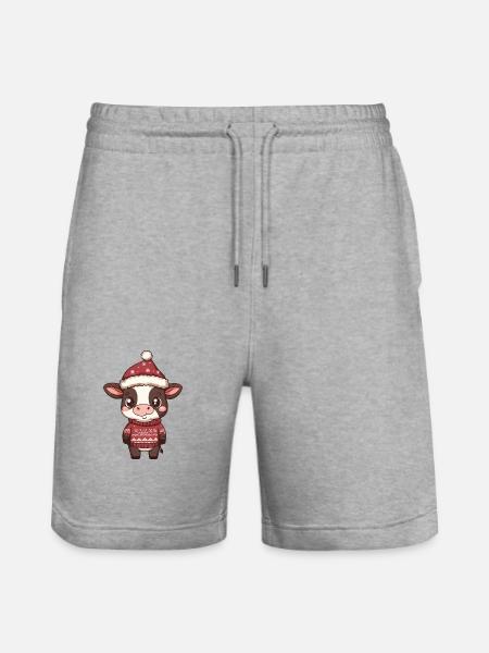 Cow Christmas Comic - Stanley/Stella Trainer Unisex Organic Jogging Shorts - heather grey