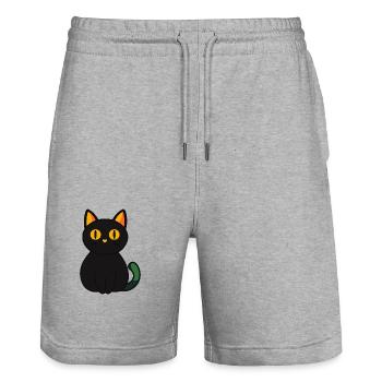 Cat Halloween Funny Cat - Stanley/Stella Trainer Unisex Organic Jogging Shorts - heather grey - Front - Nik (191cm) & Marisol (170cm)