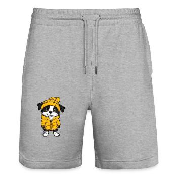 Border Collie Hund Winter - Stanley/Stella Unisex Bio Joggingshorts Trainer  - Grau meliert - Vorne - Nik (191cm) & Marisol (170cm)