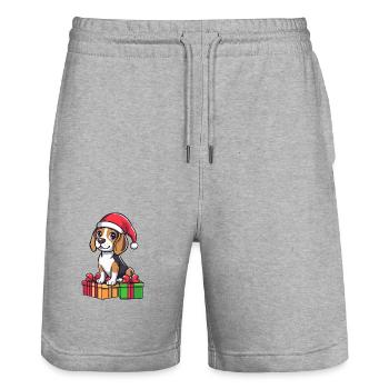 Beagle Hund Weihnachten Geschenke - Stanley/Stella Unisex Bio Joggingshorts Trainer  - Grau meliert - Vorne - Nik (191cm) & Marisol (170cm)