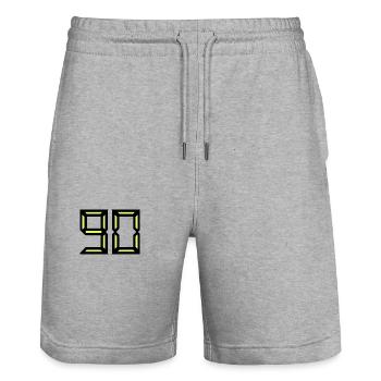 90. HAPPY BIRTHDAY. HAPPY BIRTHDAY - Stanley/Stella Trainer Unisex Organic Jogging Shorts - heather grey - Front - Nik (191cm) & Marisol (170cm)