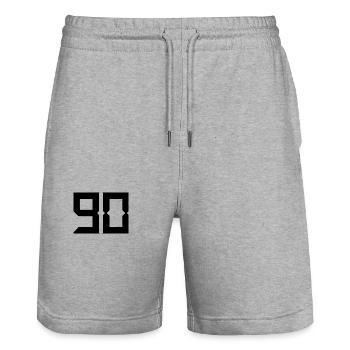 90. HAPPY BIRTHDAY. HAPPY BIRTHDAY - Stanley/Stella Trainer Unisex Organic Jogging Shorts - heather grey - Front - Nik (191cm) & Marisol (170cm)